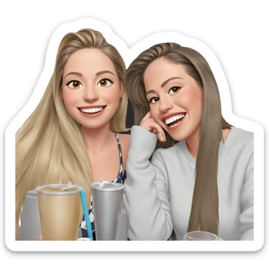 smiling girls enjoying drinks sticker