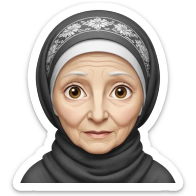 orthodox jewish woman with tichel kercheif circa. 1890 make into greyscale elderly sticker