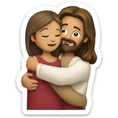 Jesus hugging a girl sticker