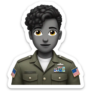 monochrome military boy with earrings and an haircut forming a strange v  sticker