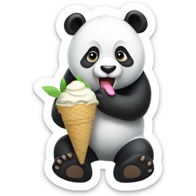Panda eating ice cream sticker