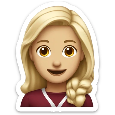 Blonde girl smiling wearing university of Chicago Loyola sticker