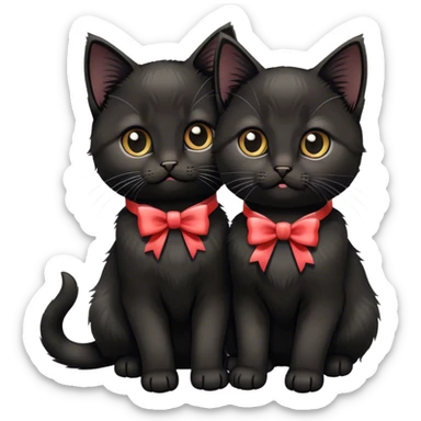 Two cute black Siberian kittens with bow collars sticker
