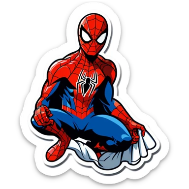 Spiderman in a towel sticker