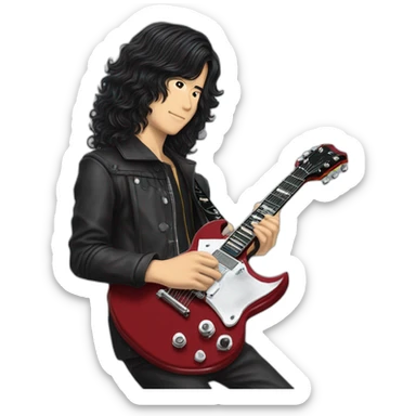 shintaro sakamoto  Permanent Wave long hair with Gibson sg guitar sticker