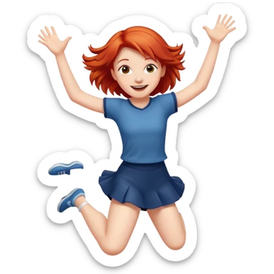 Cute red haired girl jumping for joy sticker