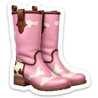 pink cow print boots sticker