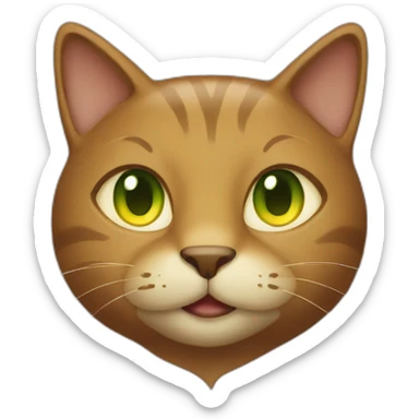 brown cat with yellow eyes and a green hood that smiling sticker