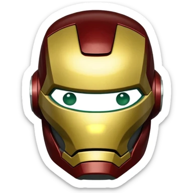 Deep brown and deep green and cream yellow Iron man helmet sticker