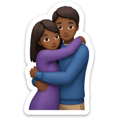 Two people comforting the other. They are facing each other. Silhouette only.  sticker