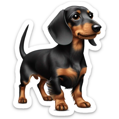 wire haired dachshund black long beard sticker