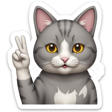 Cat giving peace sign sticker