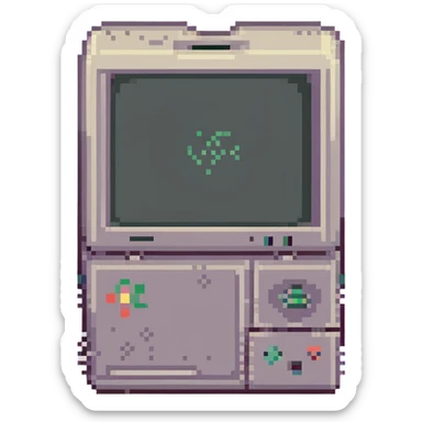 CRT screen cracked with a blinking “404” sticker