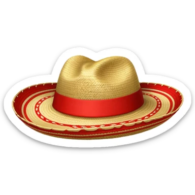 Sombrero de paja con una tira roja en la parte central sin ninguna soporte solo una tira como el de abajo a la derecha sin la flor y sin la tira roja en la parte saliente  sticker