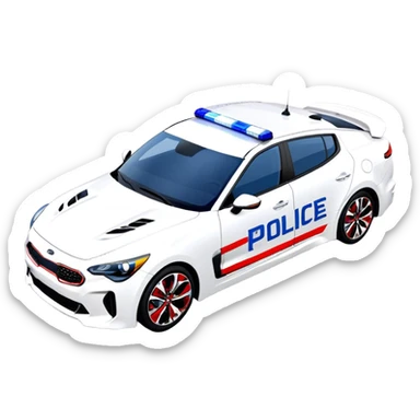 Police Car - Kia Stinger (Model Year: 2018) (Iconic Colour: White with blue and red markings) sticker