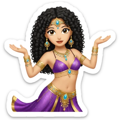 middle eastern belly dancer with black curly hair sticker