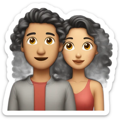 a couple (1st asian woman and 2nd man with curles) sticker