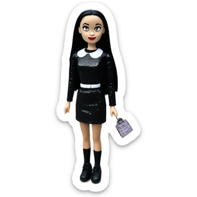  glitter Wednesday Addams.Beach beauty Barbie.full height 1girl sticker