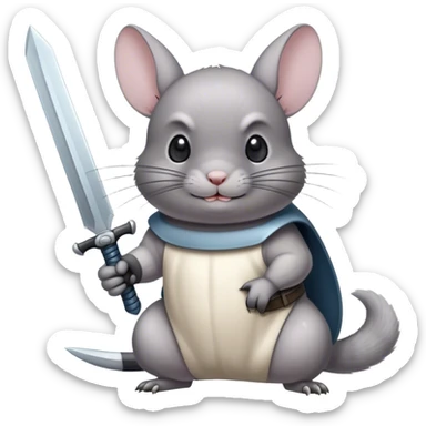 Chinchilla with a buster sword sticker