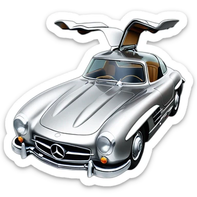 Silver Mercedes 300 sl gull-wing sticker