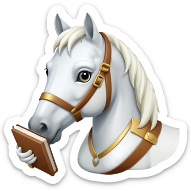  white horse with book sticker