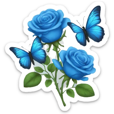 Blue roses and butterflies  sticker