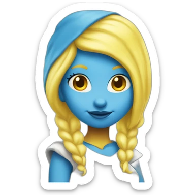smurfette, blue skin, yellow hair sticker