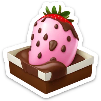 Pink chocolate-covered strawberries dessert in the gift box  sticker
