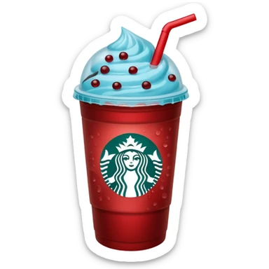 Tealish-blue Starbucks refresher with red boba sticker