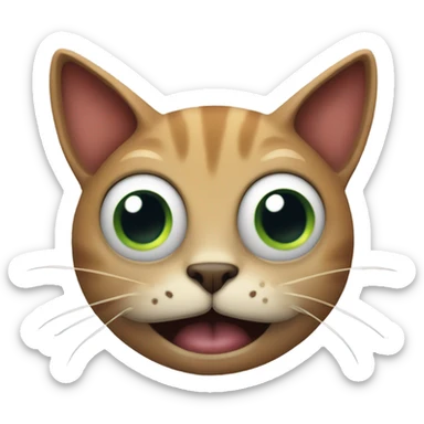 cat with cartoonish demon eyes extreme smile sticker