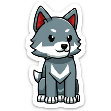 Minecraft wolf with a square shape sticker