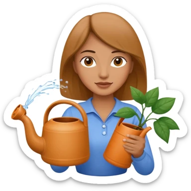 woman with watering pot sticker