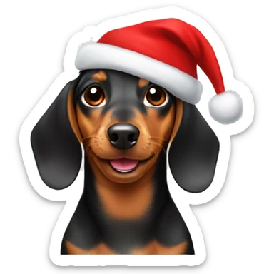 Dashund with Christmas hat sticker