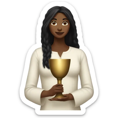 Black haired tall woman holding the holy grail  sticker