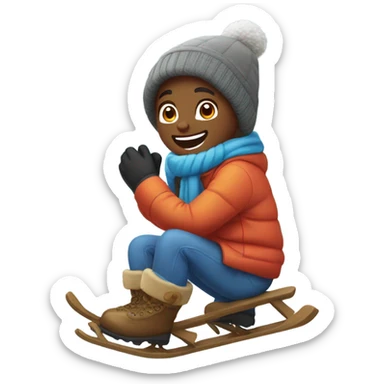 boys enjoying winter fun sticker