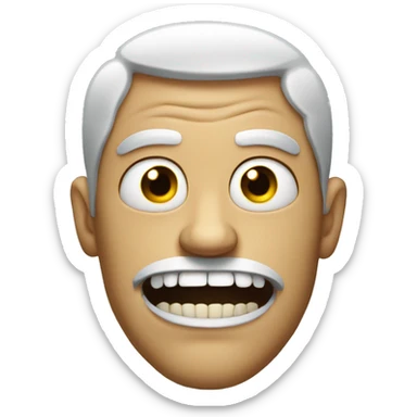 man with massive teeth and wide apart eyes sticker