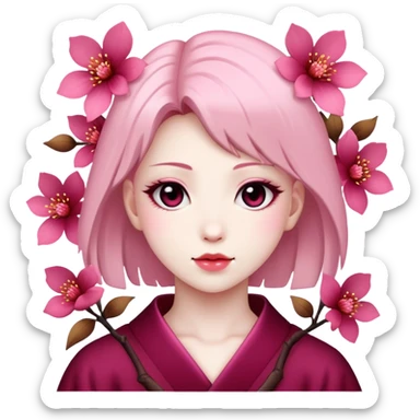 Sakura with velvet flowers sticker