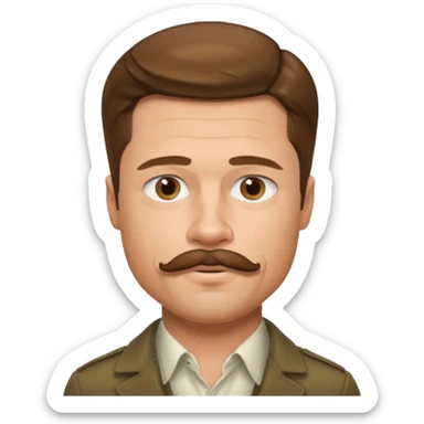 brad pitt with stache sticker