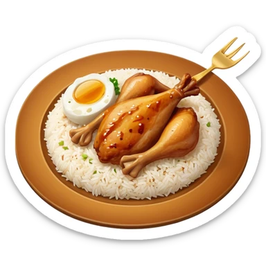 lunch rice with chicken, piece of the chicken leg only sticker