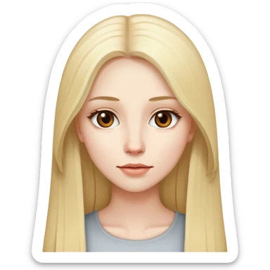 woman with pale skin, long straight blonde hair, brown eyes sticker