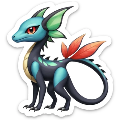 Colorful Translucent Tricky Hot Handsome Meloetta-Salandit-Nargacuga-Pokémon-Fakémon-fusion-hybrid-creature sticker