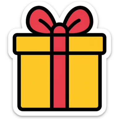 yellow giftbox, color icon style sticker