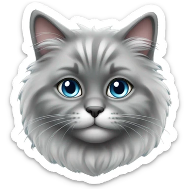 cute fluffy grey cat sticker