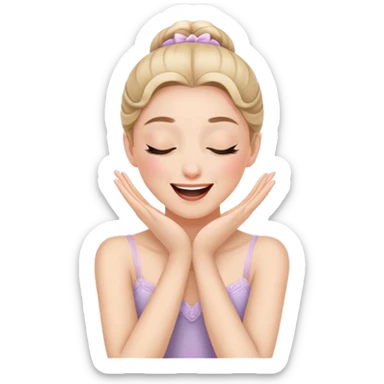 The ballerina laughs sweetly, covering her mouth with her hand and with her eyes closed sticker