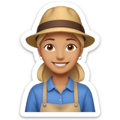 grown  2D line-drawn character + small shop sticker