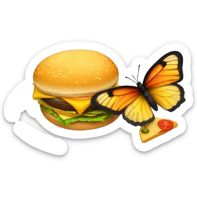 A butterfly eating a cheeseburger sticker