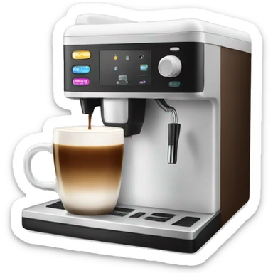 Coffee machine with a mug of coffee and milk  sticker