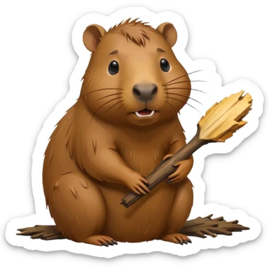 capibara chewing wood sticker