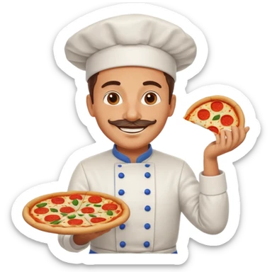 smiling Italian chef spinning pizza dough sticker