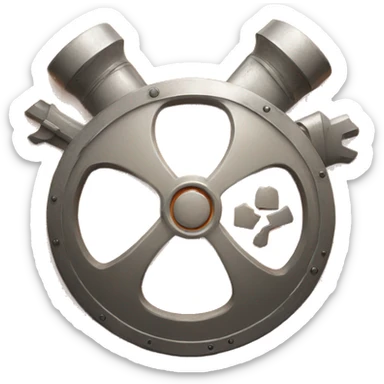 orange metal shield with mechanic symbol in the middle sticker